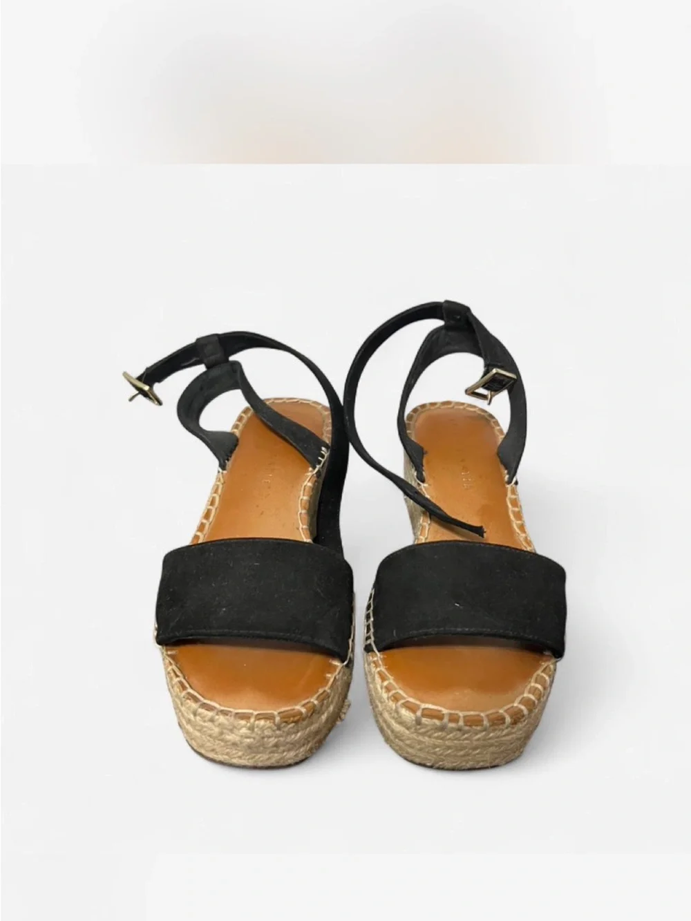 Kelly & Katie Black Espadrille Platform Sandals with Ankle Strap